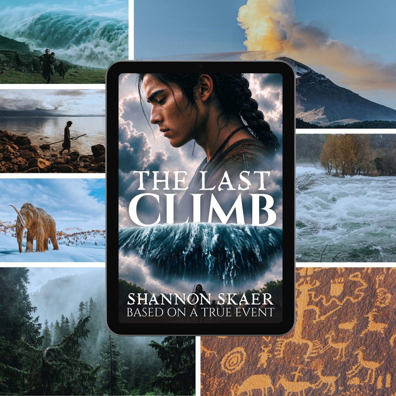 Collage showing the cover of The Last Climb by Shannon Skaer