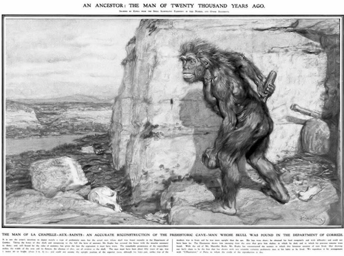 Image of Neanderthal as imagined in the early 20th century